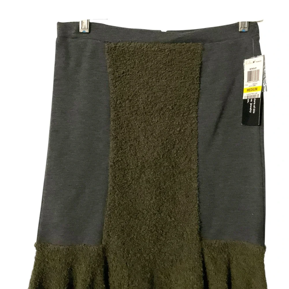 Bar III Textured Ruffle Hem Midi Skirt Olive‎ Green Womens Size Medium